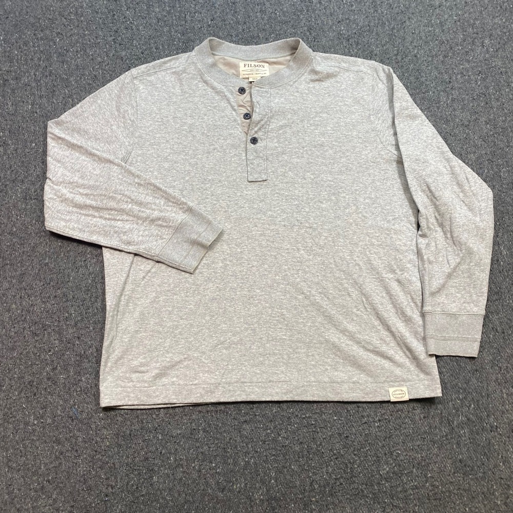 Filson Henley Shirt Sz XL Mens Gray Gorpcore Workwear Long Sleeve Tee